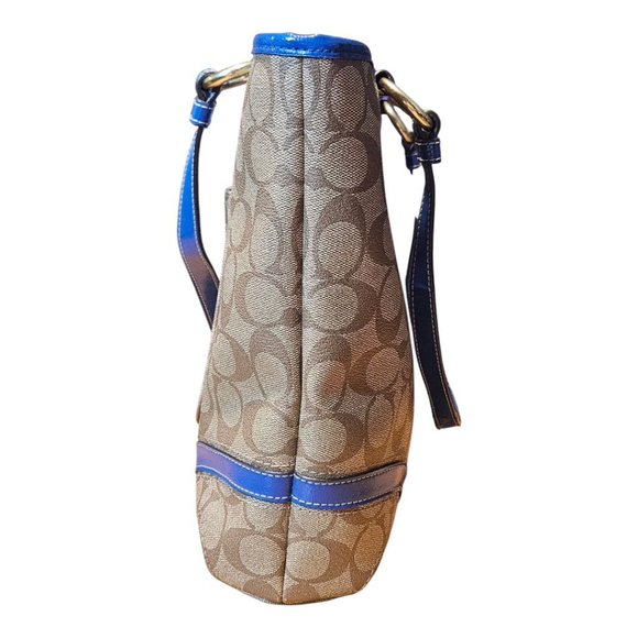 Coach Tote Bag Medium Brown Blue - Picture 15 of 15